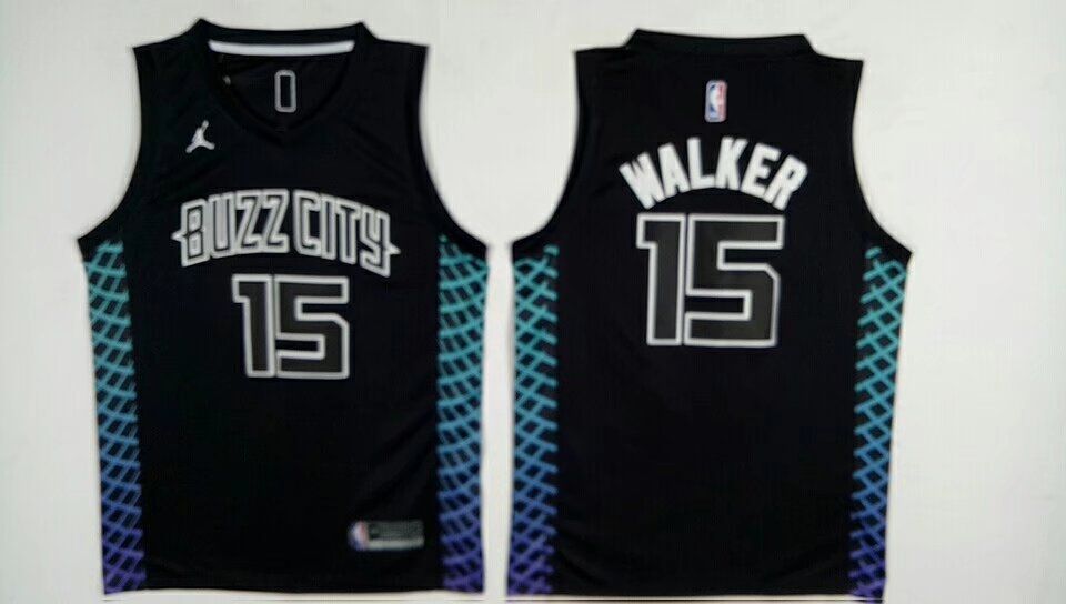 Men Charlotte Hornets #15 Kemba Walker Black Swingman City Edition NBA Jersey